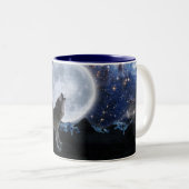 Howling Grey Wolf & Stars Faune Boire Mug (Devant droit)