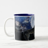 Howling Grey Wolf & Stars Faune Boire Mug (Gauche)