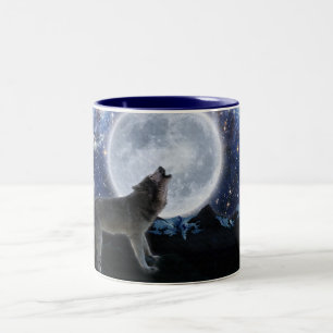 Howling Grey Wolf & Stars Faune Boire Mug