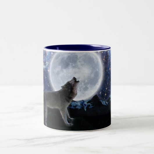 Howling Grey Wolf & Stars Wildlife Drink Mok (Center)
