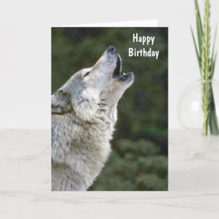 Howling loup gris belle carte d'anniversaire perso