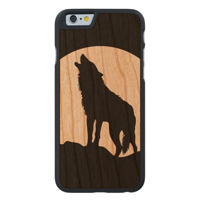 Howling loup silhouette bois iPhone 6 coque (Dos)