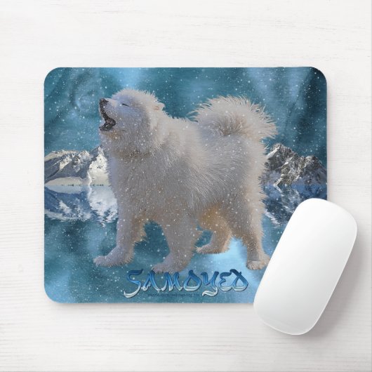 Howling Samoyd Chien dans le Tapis de souris de la (Avec souris)