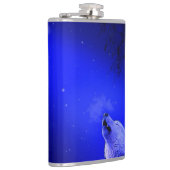 Howling Timber Wolf in de nacht van Snow Lite Heupfles (Rechts)