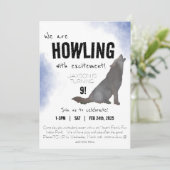 Howling waterverf wolf verjaardagsuitnodiging 5x7 kaart (Staand voorkant)