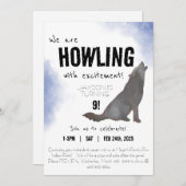 Howling waterverf wolf verjaardagsuitnodiging 5x7 kaart (Voorkant / Achterkant)