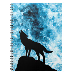 Howling Winter Wolf sneeuwblauwe rook Abstract Notitieboek