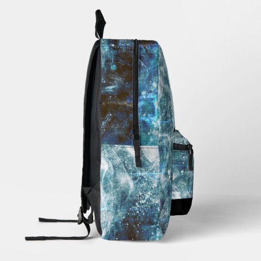 Howling Wolf abstract aqua blauw zwart Monogram Bedrukte Rugzak (Links)