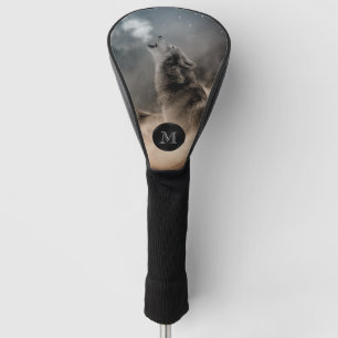 Howling Wolf Afbeelding Monogram Golf Head Hoesje Golfheadcover