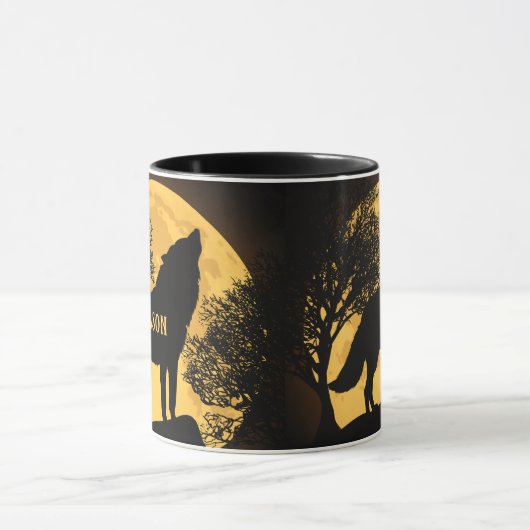 Howling Wolf and Moon Personnalisé Coffee Mug (Centre)