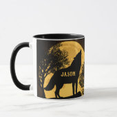 Howling Wolf and Moon Personnalisé Coffee Mug (Gauche)