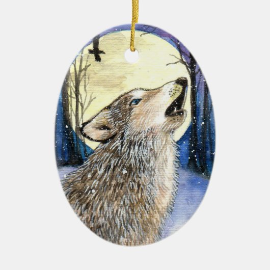 Howling - Wolf Art Keramisch Ornament (Voorkant)