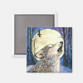 Howling - Wolf Art Magneet (Voorkant / Achterkant)