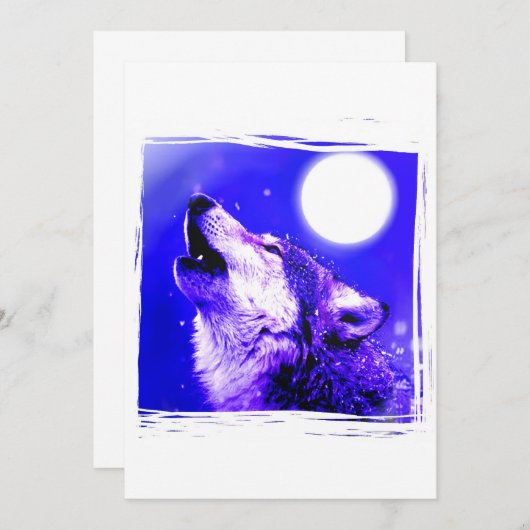 Howling Wolf at Moon Invitation (Devant / Derrière)