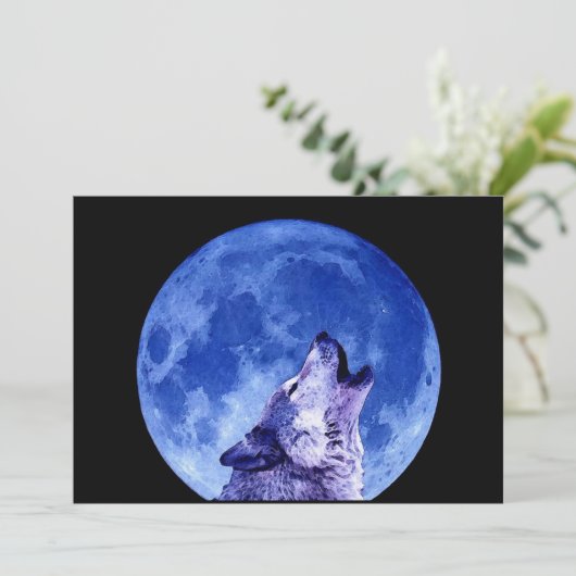 Howling Wolf at Moon Invitation (Debout devant)