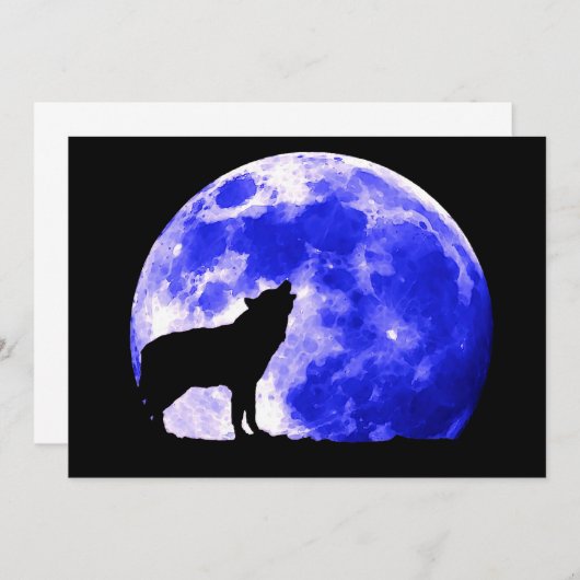 Howling Wolf at Moon Invitation (Devant / Derrière)