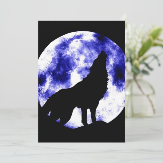 Howling Wolf at Moon Invitation (Debout devant)