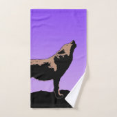 Howling Wolf at Sunset - Art faunique original (Serviette à main)