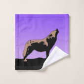 Howling Wolf at Sunset - Art faunique original (Gant de toilette)