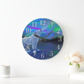 Howling Wolf & Aurora Wildlife Art Clock Grote Klok (Huis)