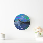 Howling Wolf & Aurora Wildlife Art Clock Ronde Klok (Huis)