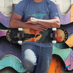 Howling Wolf bij Moonlit Peak, Retro Wilderness Skateboard