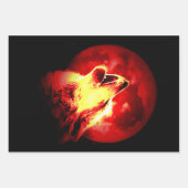 Howling Wolf bij Red Night Matte Inpakpapier Vel (Voorkant)