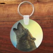 Howling Wolf bij Sunset Sleutelhanger (Voorkant)
