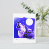 Howling Wolf Blue Moonlight Briefkaart (Staand voorkant)
