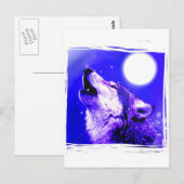 Howling Wolf Blue Moonlight Briefkaart (Voorkant / Achterkant)