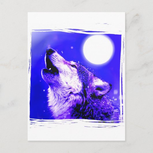 Howling Wolf Blue Moonlight Briefkaart (Voorkant)
