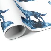 Howling Wolf blue sparkly rooksilhouet Cadeaupapier (Rol Hoek)
