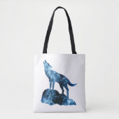 Howling Wolf blue sparkly rooksilhouet Draagtas (Voorkant)