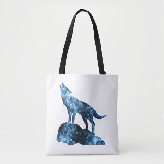 Howling Wolf blue sparkly rooksilhouet Draagtas (Voorkant)