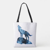 Howling Wolf blue sparkly rooksilhouet Draagtas (Achterkant)