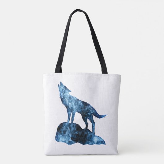 Howling Wolf blue sparkly rooksilhouet Draagtas (Achterkant)