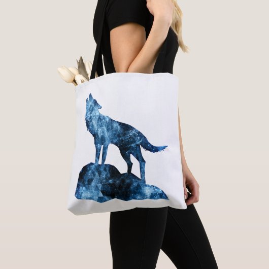 Howling Wolf blue sparkly rooksilhouet Draagtas (Dichtbij)