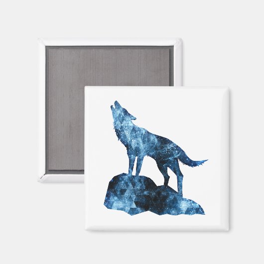 Howling Wolf blue sparkly rooksilhouet Magneet (Voorkant / Achterkant)