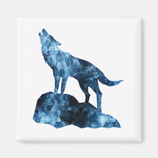 Howling Wolf blue sparkly rooksilhouet Magneet (Voorkant)