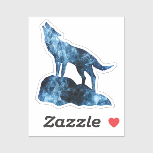 Howling Wolf blue sparkly rooksilhouet Sticker (Vel)