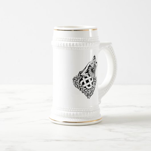 Howling Wolf Celtic Knotwork Bierpul (Voorkant rechts)