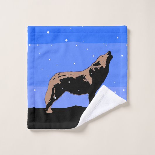 Howling Wolf en hiver - Art faunique original (Gant de toilette)