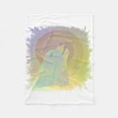Howling Wolf en Mandala Planten Branches Lijst Fleece Deken (Voorkant)