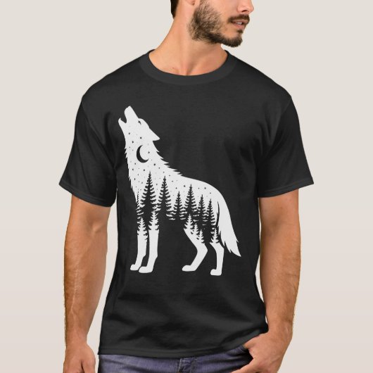 Howling Wolf Forest Moon T-shirt (Voorkant)