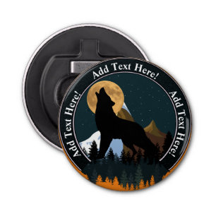 Howling Wolf Full Moon Button Flesopener