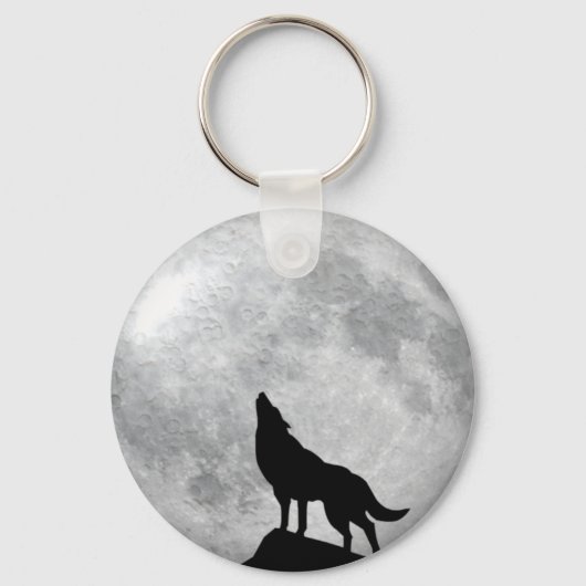 Howling Wolf Full Moon Sleutelhanger (Voorkant)
