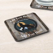 Howling Wolf Full Moon  Wood Rustisch Hout Bier Onderzetter (Linkerzijde)