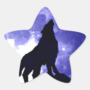 Howling Wolf & Fullmoon Ster Sticker