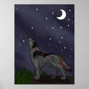 Howling Wolf (grijs) Poster