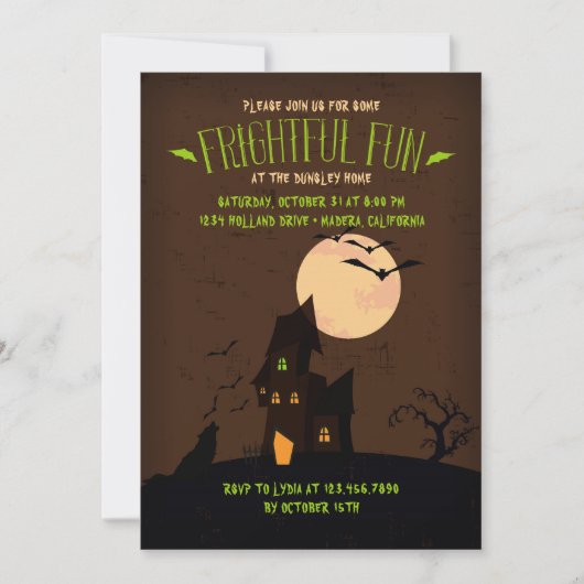 Howling Wolf Halloween Party Invitation Kaart (Voorkant)